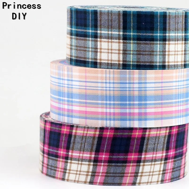 

5Meter/L 10 25mm 50mm Cotton Fabric Pink Plaid Ribbon Check Layering Riband Trim DIY Hair Bow Dog Collar Accessories Material