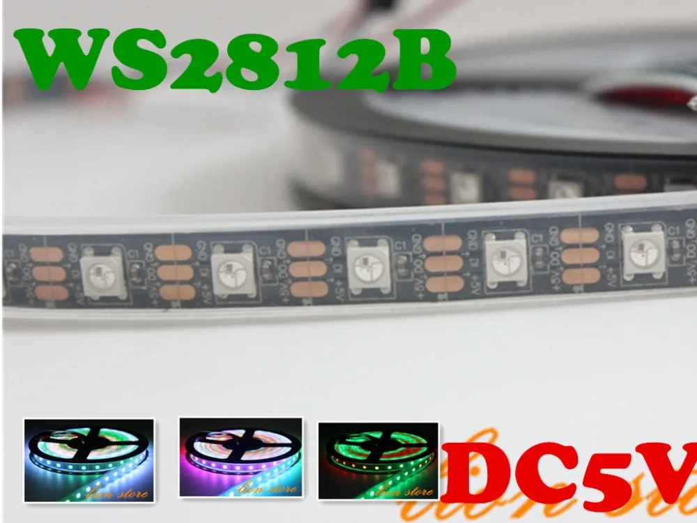 Водонепроницаемый ip20/ip67/IP65 ЧЕРНЫЙ печатной платы 5 м индивидуально адресуемых Цвет WS2812B 5050 SMD RGB Светодиодные ленты 60leds /м DC 5 В