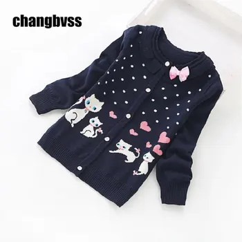 

Sweet Casual Cute Cat Pattern Decoration Sweater Girls Children's Sweaters,Long Sleeve Sweater Girls Kids For Spring Autumn