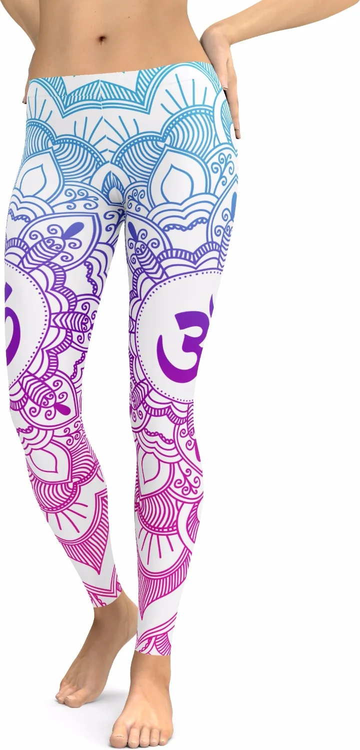 JIGERJOGER новые синие выцветающие розовые леггинсы с мандалой женские леггинсы больших размеров XL для спортивной йоги работа фитнес-тренировки брюки