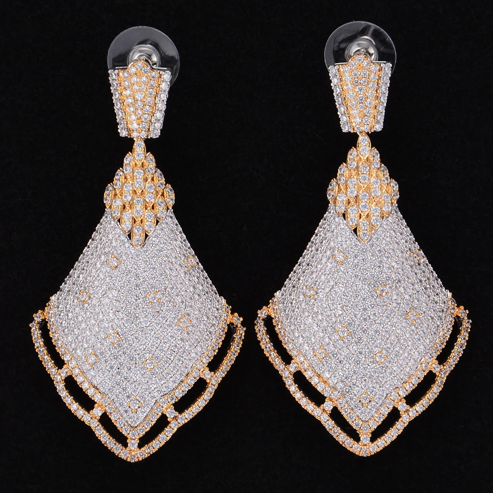 

missvikki Noble Trendy Luxury Earrings Handmade Shiny Micro setting Cubic Zirconia Women Big Round pendant earring Anniversary