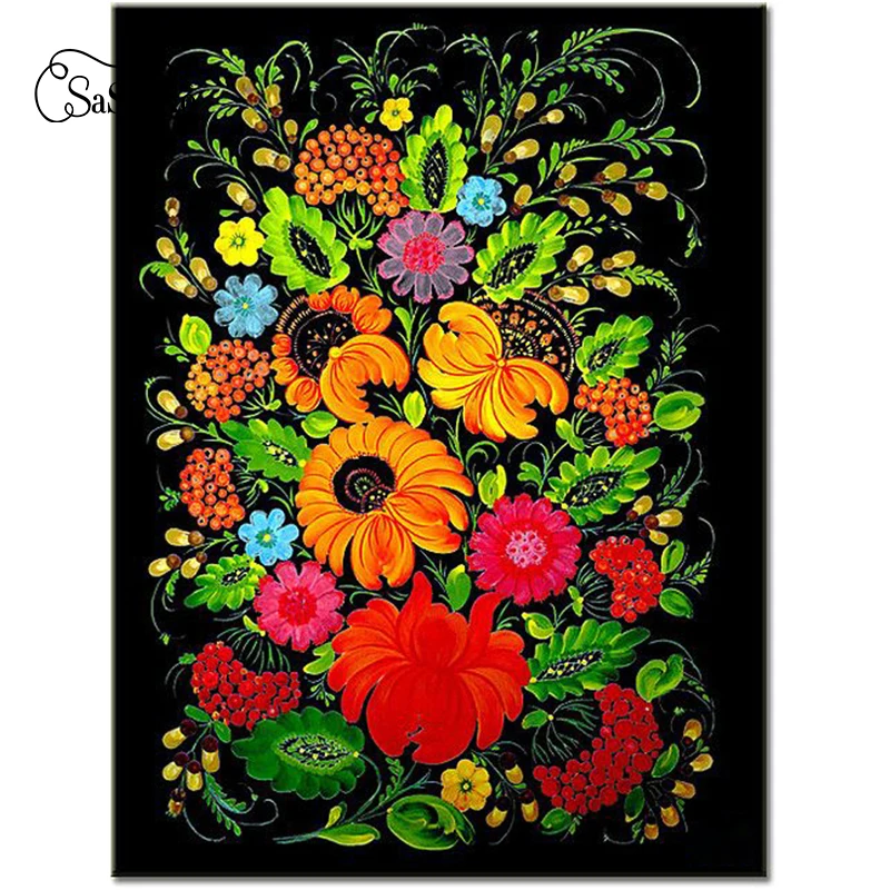 

DIY 5D Diamond Painting Full Drill Round Red Like Fire Flowers Diamond Embroidery Patterns Home Decoration Painting