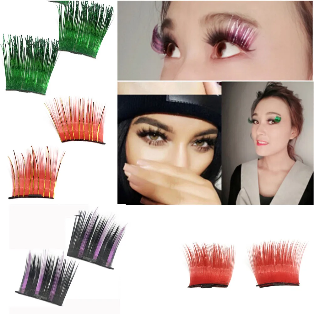 4PCS Crazy Halloween Colorful 3D False Eyelashes Reusable Eye