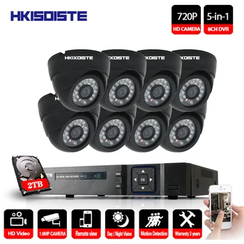

8CH CCTV Security System HD 1080P AHD DVR 8PCS 720P IR indoor CCTV Camera System 8 Channel Video Surveillance Kit dome camera