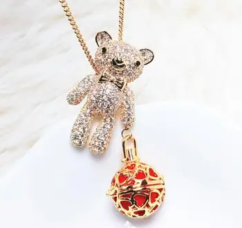 

SHIYING (with 2 soft ball)cz cute Bear bag pocket , very good quality perfume Essential Oil Aromatherapy Locket Necklace women