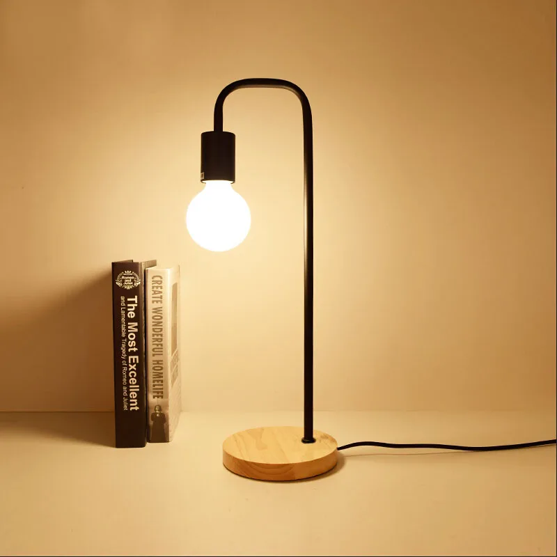 Loft Vintage Desk Lamp with 2 Colors Traditional American Countryside Wooden Edison Table Lamps Nordic Metal Table Fixtures Loft Vintage Desk Lamp with 2 Colors Traditional American Countryside Wooden Edison Table Lamps Nordic Metal Table Fixtures
