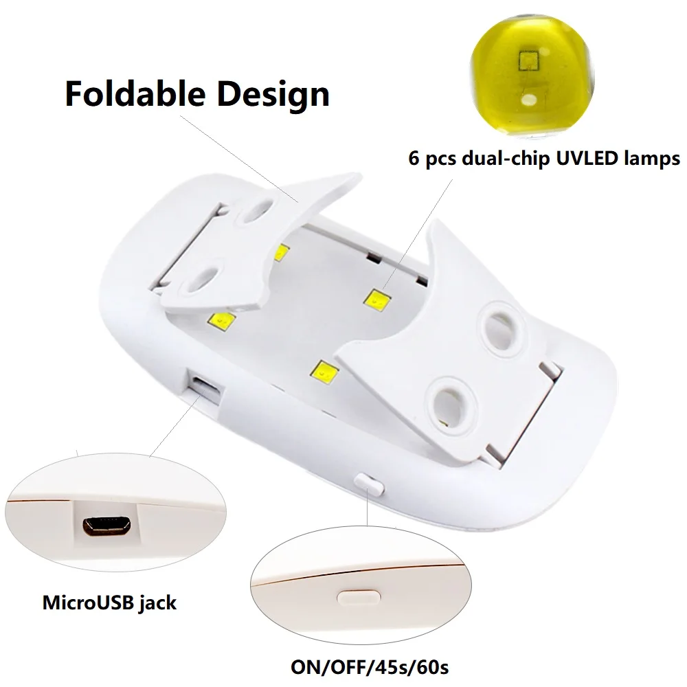 24 Вт УФ гель лак для ногтей лампа Сушилка для ногтей инструмент для дизайна ногтей складной Маникюр светодиодный светильник для ногтей с 60s 120s таймер УФ лампа для стартера