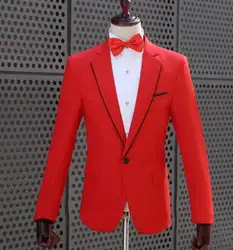 Певица звезда Стиль этап красный Жених костюмы для мужчин костюм комплект с брюки девочек 2019 S свадебные