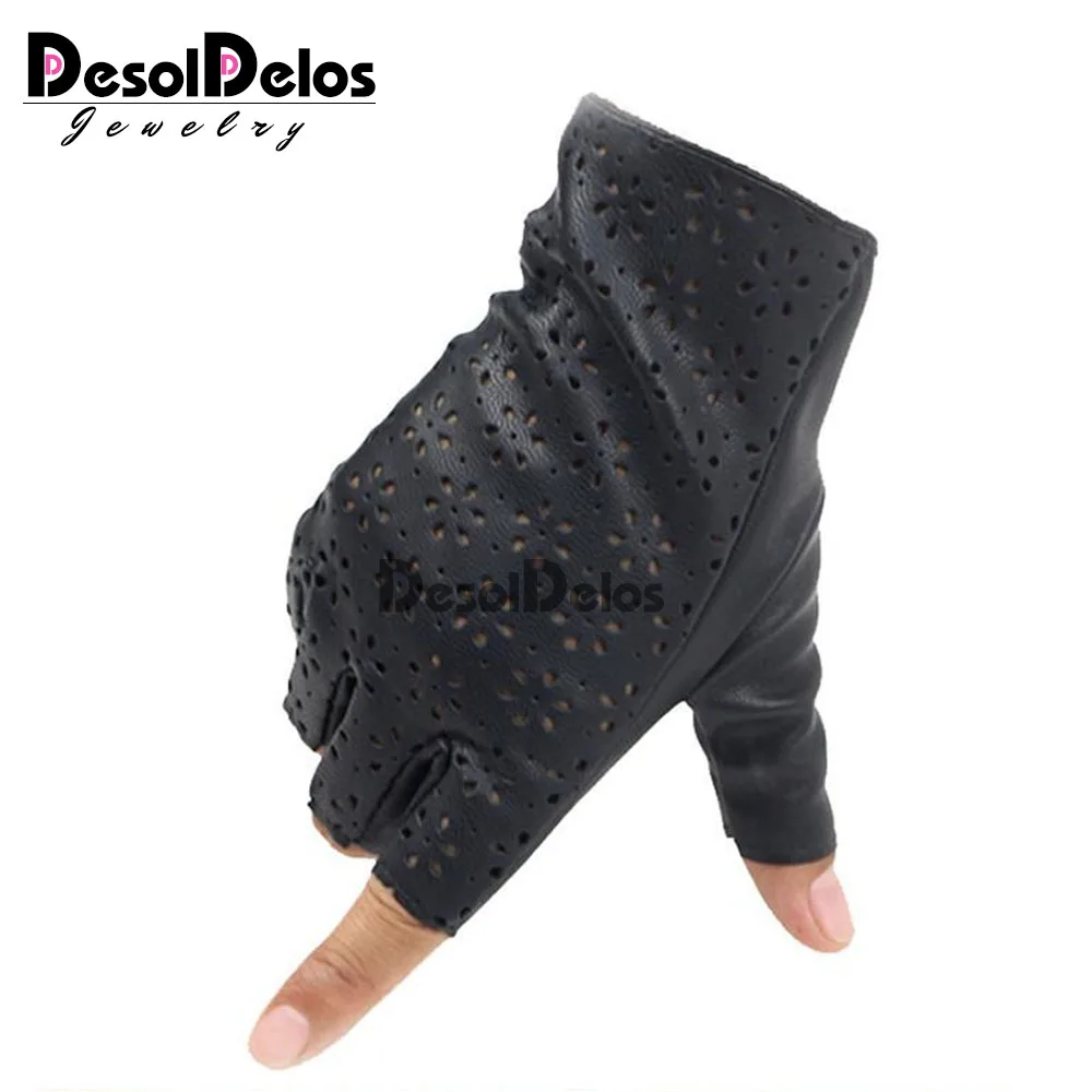 

2023 New Arrival Women Fingerless Gloves Breathable Soft Leather Gloves for Dance Party Show Women Black Half Finger Mittens