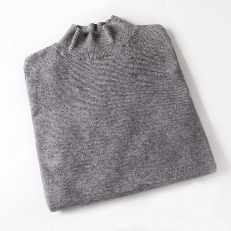 WOTWOY кашемир вязаный для женщин свитер пуловеры для Водолазка Осень Зима одноцветное свитер в Корейском стиле Slim Fit черный - Цвет: T872-Grey