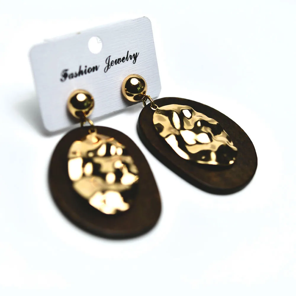 

girls earrings jewelry fashion hot creative personalized unique stud earrings big metal alloy wooden earrings for women ladies