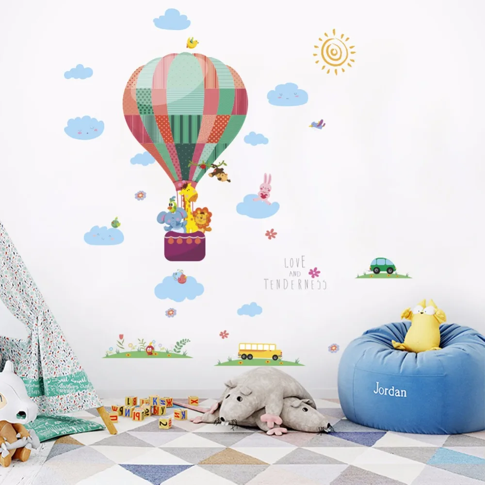 

Cartoon Hot Air Balloon Wall Stickers for BedroomChildren room Background Wall Decor Removable Decals Art Mural Home Decor DC18