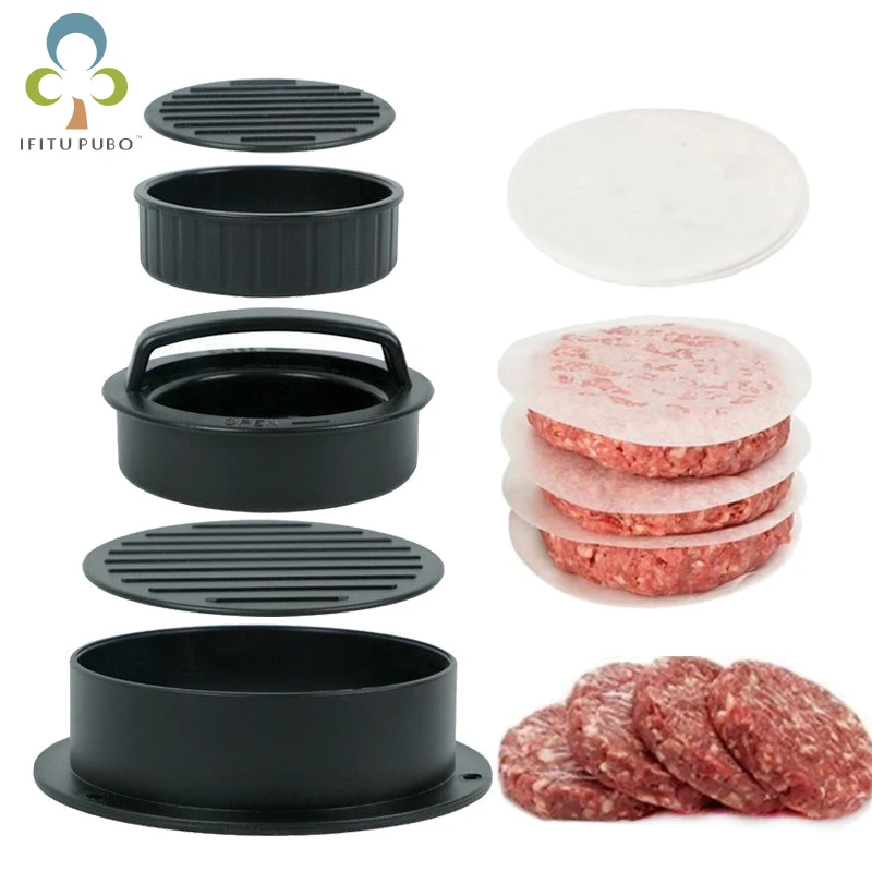 

Hamburger Press Meat Pie Press with Baking Paper Liners Stuffed Burger Mold Maker Patty Pastry Tools BBQ Kitchen Accessories GYH