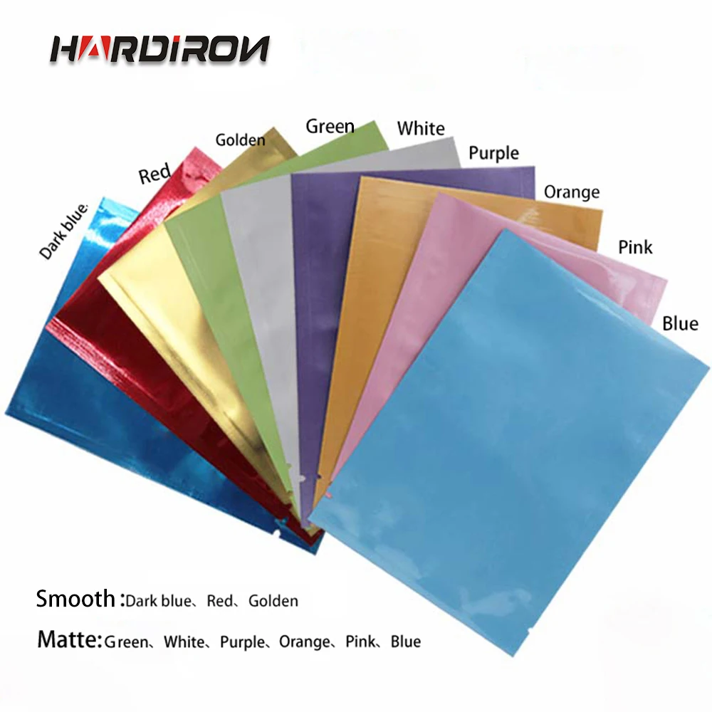 

HARDIRON 100PCS 0.16mm Colorful Flat Mouth Food Aluminum Foil Bag Cosmetic Eye Film Mask Bag Flower Tea Fruit Package