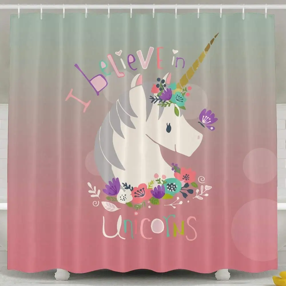 I Believe In Unicorns Shower Curtain Fabric Bathroom | Дом и сад