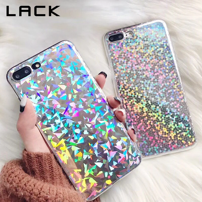 

LACK Shiny Laser Light Phone Case For iphone X Case For iphone 6 6S 7 8 Plus Cover Fashion Colorful Geometry Pattern Cases Capa
