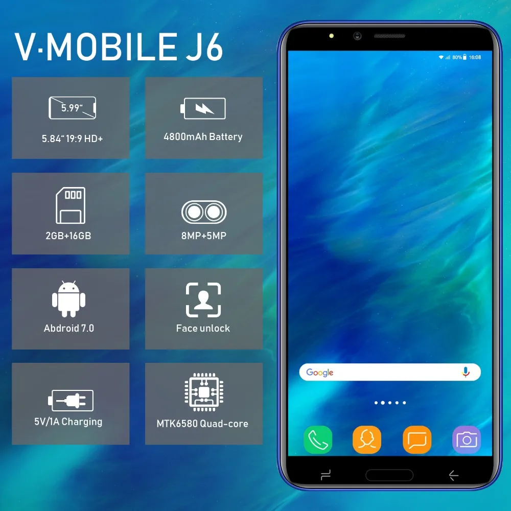 TEENO DUODUOGO J6+ Mobile Phone Android 7.0 6.0" HD Full Screen 18:9 2GB RAM 16GB ROM Dual Sim 4800mAh 3G Quad Core Smartphone TEENO DUODUOGO J6+ Mobile Phone Android 7.0 6.0" HD Full Screen 18:9 2GB RAM 16GB ROM Dual Sim 4800mAh 3G Quad Core Smartphone
