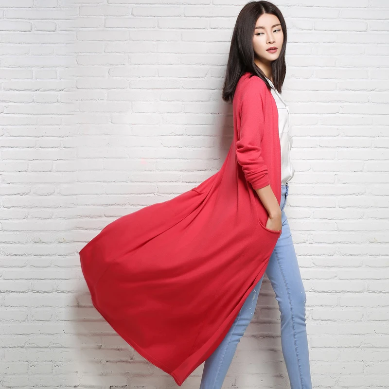 2015 Fashion Women Sweaters Autumn Sueter Femme Winter Tricot Knitted Cashmere Cardigans Wool Knitwear Coat Top Cheap Vneck Long