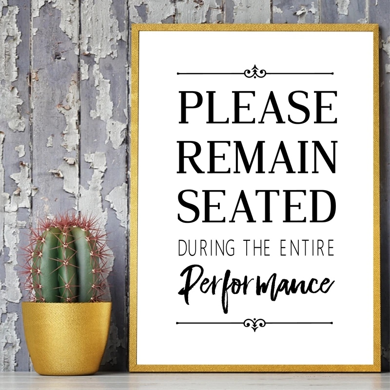 Please Remain Seated Canvas Art Painting Bathroom Decor