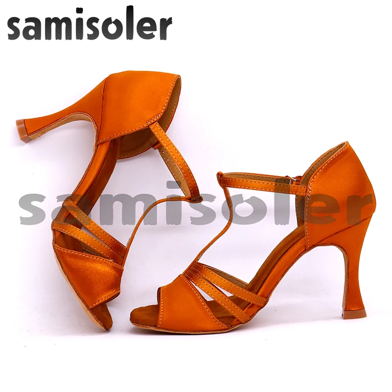 Samisoler Ballroom Women Latin Dance Shoes Modern Pole Dance Shoes Salsa Tango High Heel Adjustable Latin Shoes For Girls Ladies