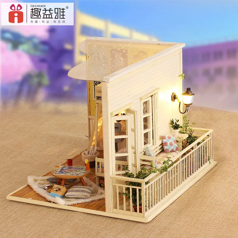IiE CREATE DIY Hut Сборная модель деревянная головоломка 3D миниатюрный кукольный домик с
