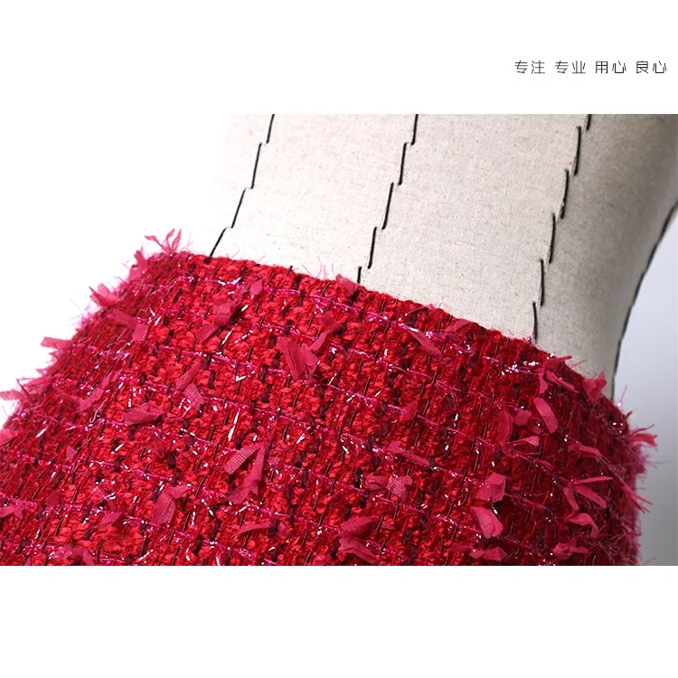 Período Botones Rojo Y Tweed Temperamento Primavera Perla Falda Chica Nueva De Otoño Mostrar See Thin Chart Borla La qgEwFP