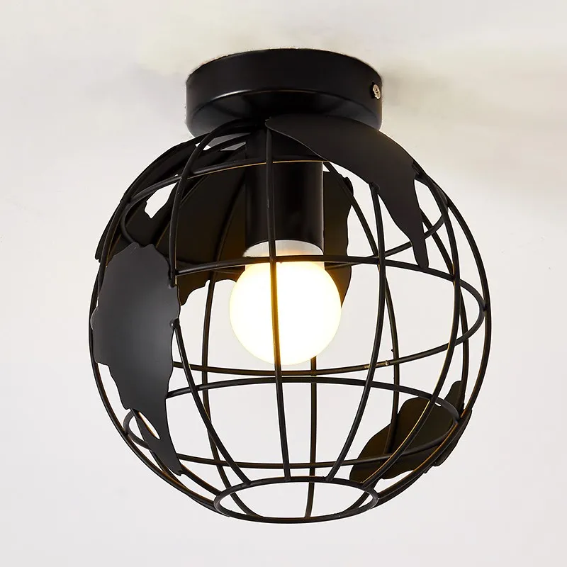Vintage Industrial Round earth luster Ceiling Lamp Edison Light E27 Holder Iron Restaurant Bar Attic Lights | Лампы и освещение