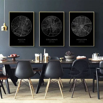 

City Maps United States NASHVILLE ORLANDO COLUMBUS AUSTIN HOUSTON Canvas Poster Wall Pictures for Living Room No Frame