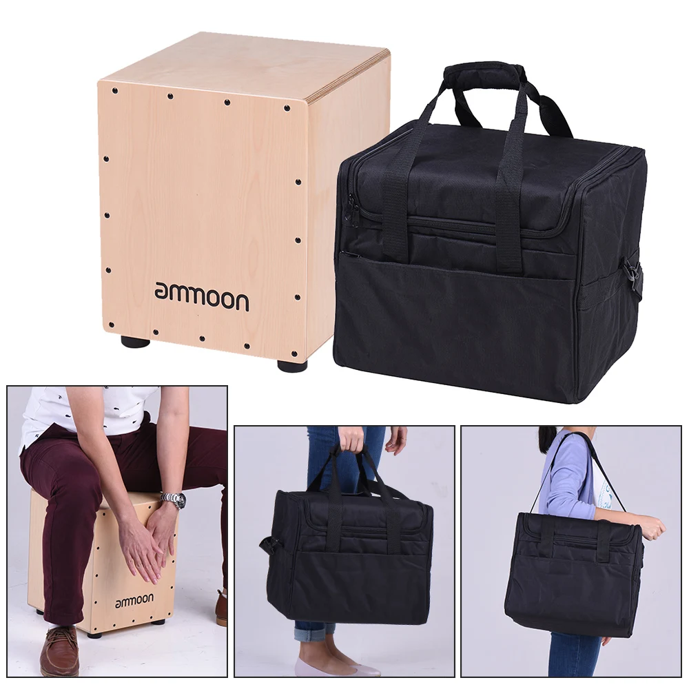 ammoon Wooden Cajon Box Drum Medium Size Hand Drum Birch Wood with