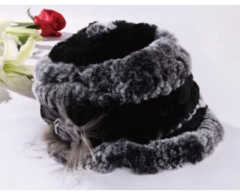 Настоящий мех кролика шапка с лисой меховой цветок и шапка зимняя натуральная кролика рекс мех шапка для женщин