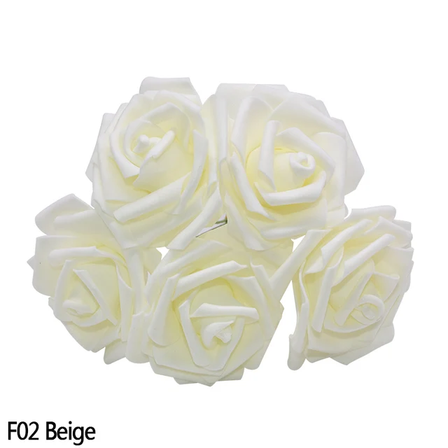 10/20/30 Heads 8CM New Artificial PE Foam Rose Flowers Bride Bouquet Home Flower Wedding Decorations Scrapbooking DIY Flower beige