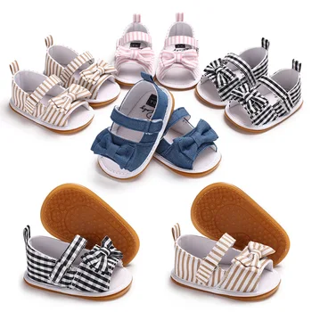 

Infant Baby shoes Summer 0-1 years old boy and girl baby striped sandals rubber bottom non-slip baby toddler shoes Prewalkers