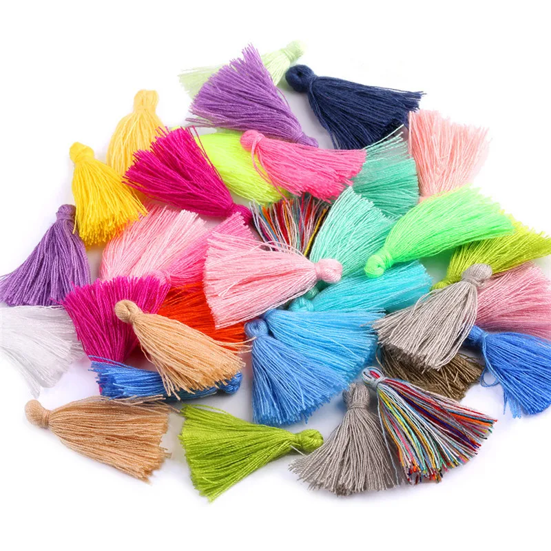 100Pcs Color Mini Tassel Fringe Pendant DIY Material Party Cotton Cords