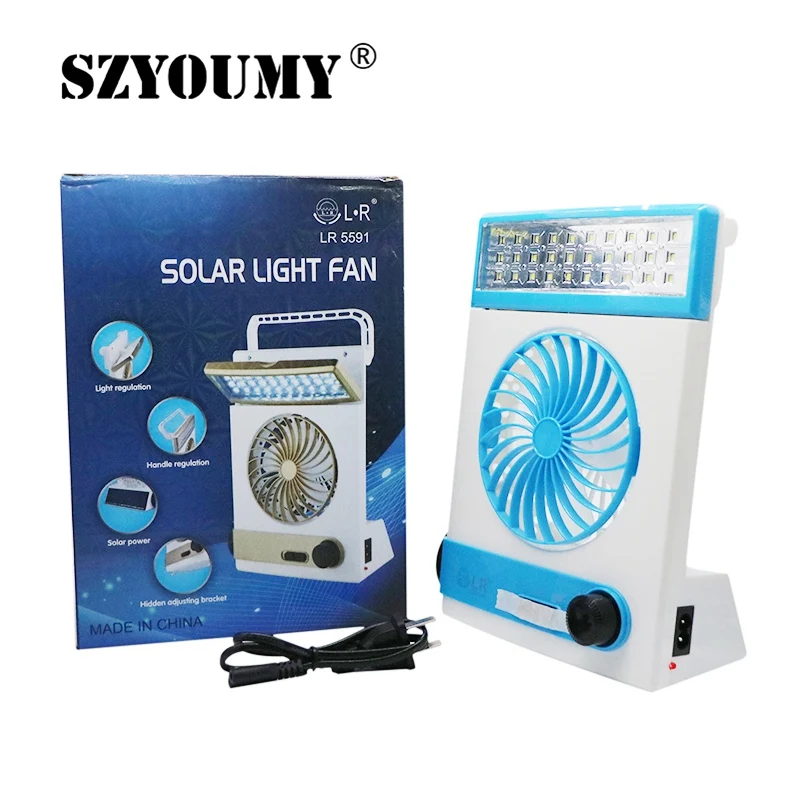 

SZYOUMY Multi-Function Portable Mini Solar Light Fan Solar Energy Min Electric Fans LED With Flashlight Rechargable Lamp