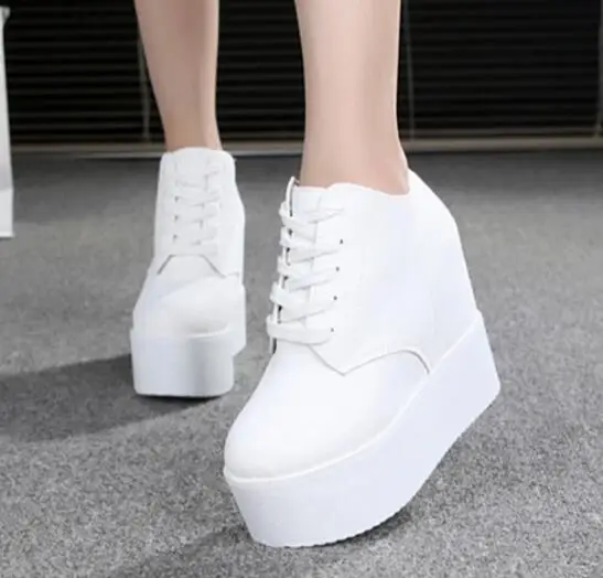 Туфли на высоком каблуке 12 см; zapatos mujer; женские парусиновые туфли на платформе; chaussure femme; женская школьная обувь на День Святого Валентина; zapatos - Цвет: Белый