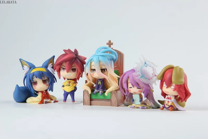 

6pcs/Set Anime NO GAME NO LIFE Shiro Sora Jibril Hatsuse Izuna Steve Q Version PVC Action Figure Collectible Model Toys Gift 6CM