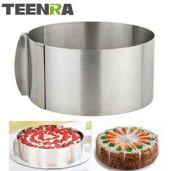

TEENRA 1Pcs 6-12 inch Adjustable Stainless Steel Mousse Ring Cake Baking Tool Circle Mousse Cake Mold Bakeware Tools
