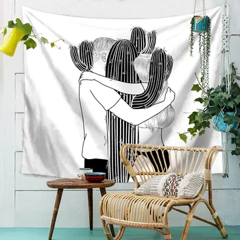 

Black and White Cactus Wall Tapestry Blanket Wall Hanging Beach Towel Beach Towel Polyester Thin Blanket Yoga Shawl Mat Blanket