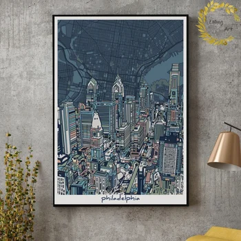 

Vintage City Views Maps London Paris Philadelphia San Francisco Tokyo Canvas Art Print Wall Pictures for Living Room No Frame