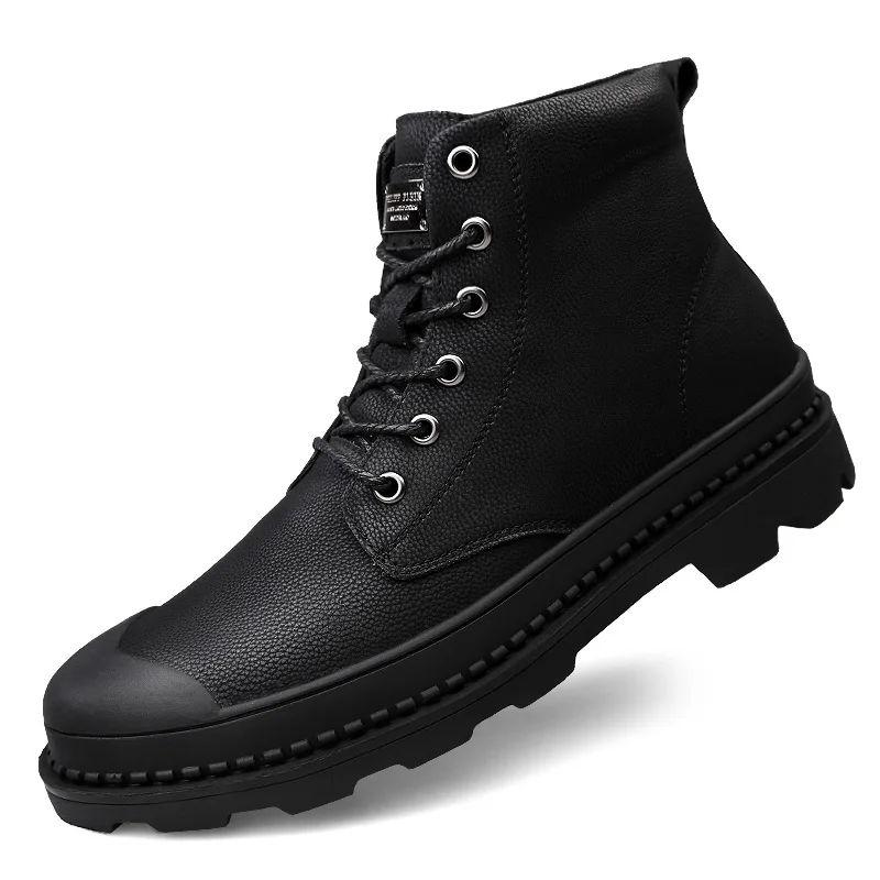 

High Quality Winter Casual Genuine Leather Boots Warm Ankle men Snow Boots Military Outdoor Waterproof Boots Big Size