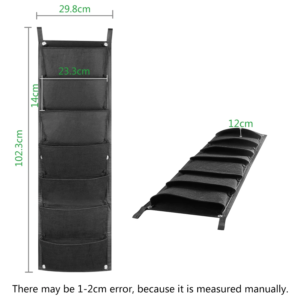 Садовые растения, настенные подвесные садовые сумки, вертикальное Садоводство, 7 карманов, черная фетровая ткань, сумка для выращивания, горшки, Садовые принадлежности