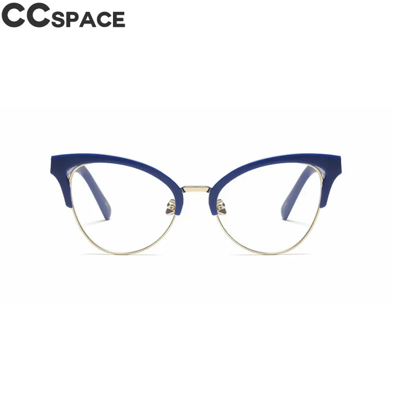 Half Frame Cat Eye Hollow Glasses Frames Women Trending Optical Fashion Computer Glasses 45640 - Цвет оправы: C1 blue