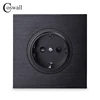 Coswall Black / Silver Grey Brushed Aluminum Panel EU Russia Spain Wall Power Socket Outlet Grounded With Child Protective Lock ► Photo 1/5