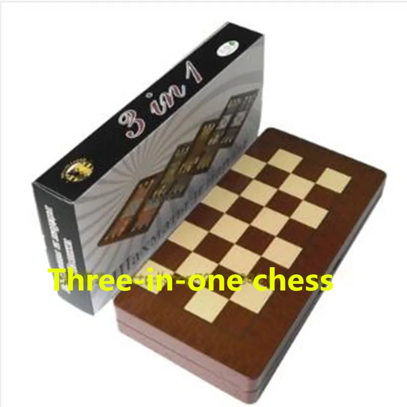 

Explosion Models Wooden Chess Folding Board Solid Wood Box + Large Solid Wood Chess Piece Backgammon International Checkers