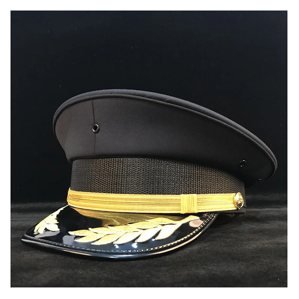 

Germany Officer Visor Cap Army Hat Cortical Military Hats Police Cap Cosplay Halloween Christmas Gift Size S M L XL