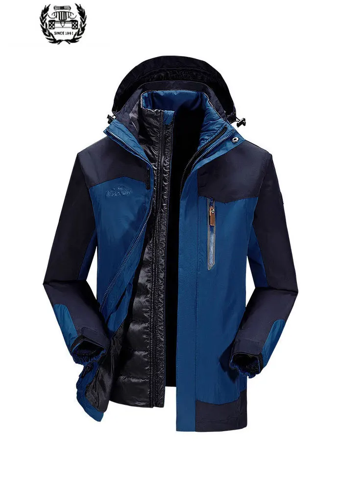 

2019 New Winter Mens Casual Jacket 80% White Duck Down Patchwork Hooded 2pcs Fleece Warm Wind-Proof Jackets Coats Straight Brand