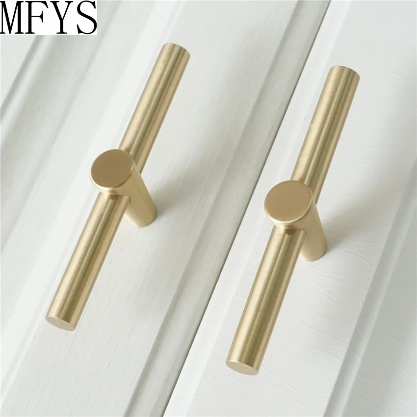 MFYS Brushed Brass Furniture Handles Copper Drawer Wardrobe Pulls