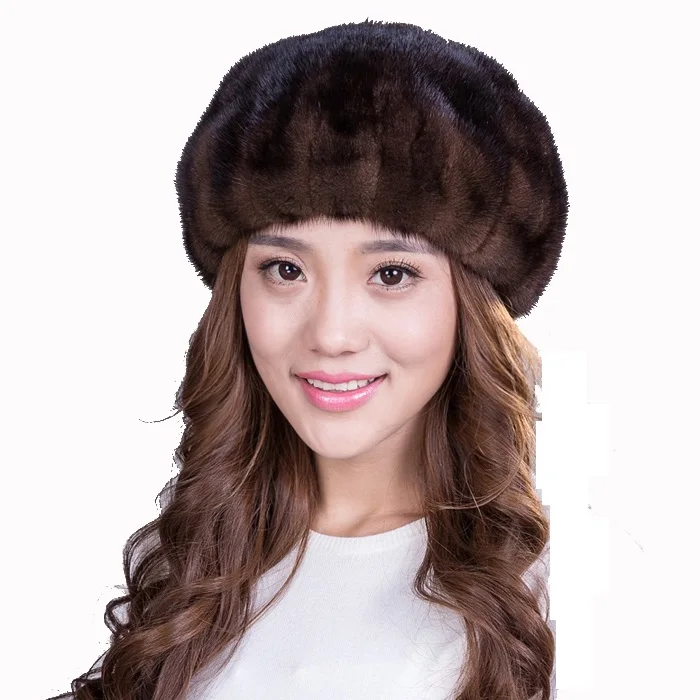 Черная шапка из меха норки кофейного цвета, берет из норки, теплая зимняя шапка для женщин и женщин, роскошная шапка
