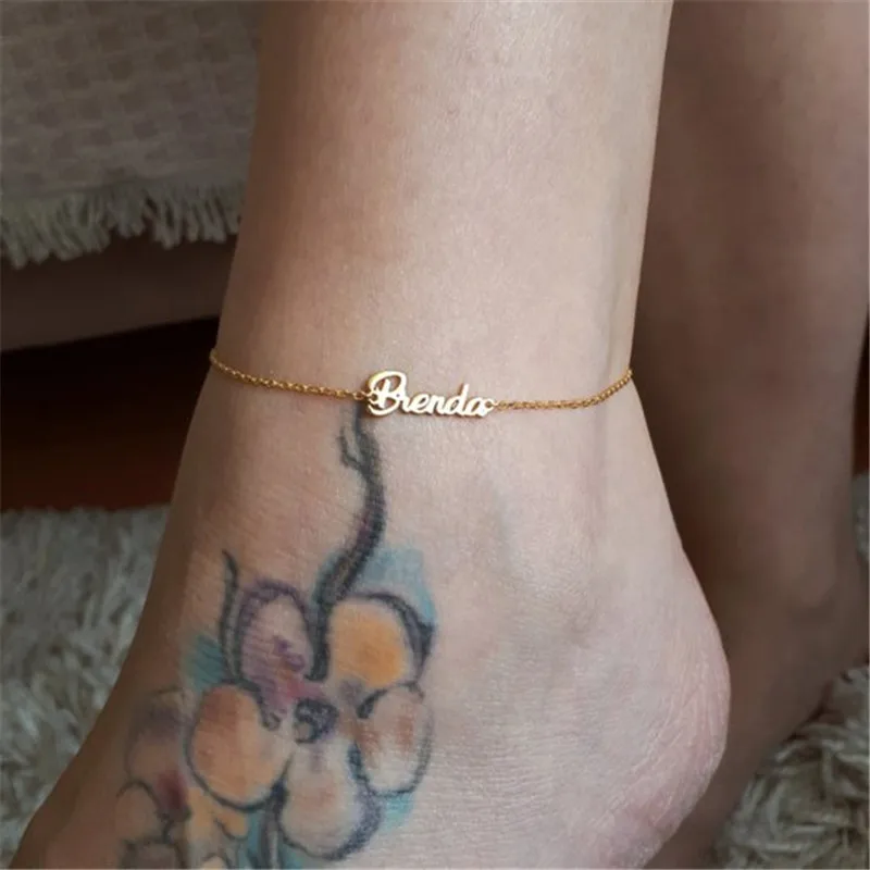 

Custom Trendy Anklet Five Color Metal Name Anklet Beach Daily Jewelry Gift