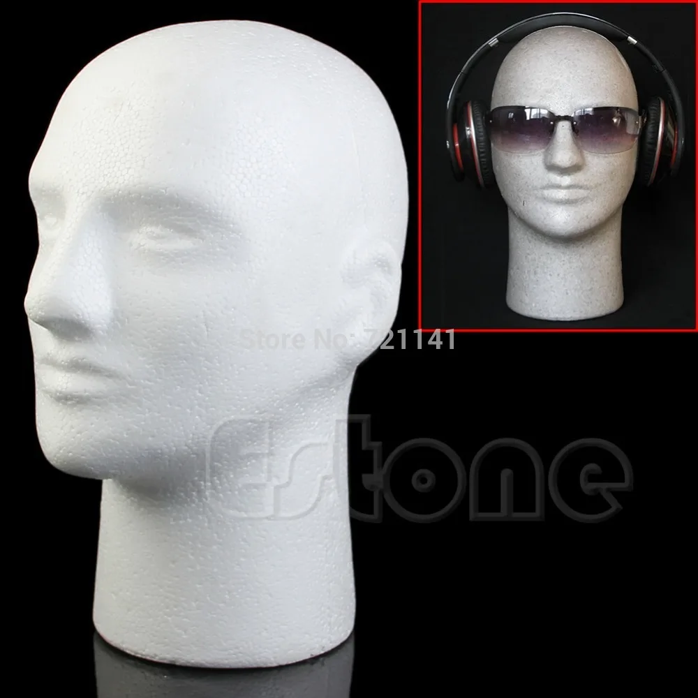 

Manikin Styrofoam Mannequin Male Head Foam Model Wig Hat Glasses Display Stand HT0803